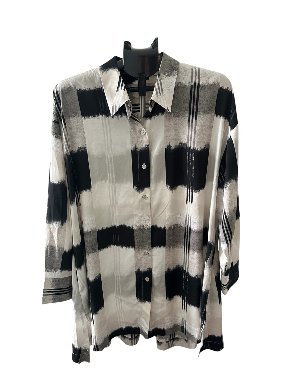 Natori Abstract Collared Shirt Midi Dress Relaxed Fit SZ XL Artsy Lagenlook